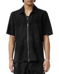 John Varvatos - Wade Suede Perforated Short Sleeve Shirt - Lyst