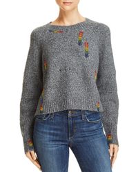Honey Punch Rainbow Beaded Sweater - Grey