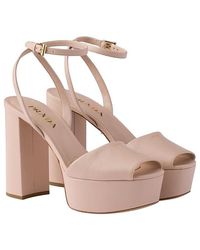 Prada - Nappa Leather Platform Sandals - Lyst