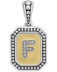 Lagos - Signature Caviar Sterling & 18K Octagon Diamond A Initial Charm, 0.05 Ct. T. W - Lyst