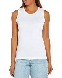 Three Dots - Cotton Crewneck Tank - Lyst