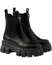 Prada - Monolith Brushed Leather Chelsea Boots - Lyst