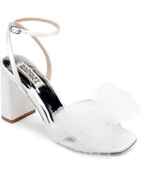 Badgley Mischka - Tess Tulle Bow Block Heel Sandals - Lyst