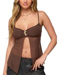 Edikted - Reeve Split Front Sheer Mesh Top - Lyst