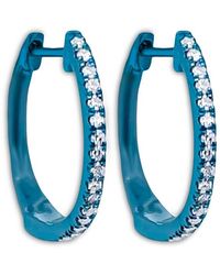 Meira T - Rhodium Plated Diamond Small Hoop Earrings - Lyst