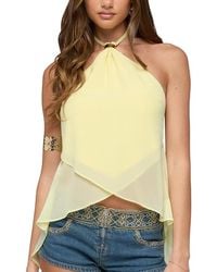 Edikted - Chiffon Split Open Back Halter Top - Lyst