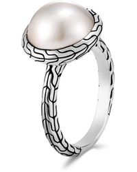 John Hardy Sterling Silver Classic Chain Mabe Cultured Freshwater Pearl Ring - Metallic