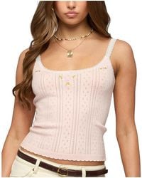 Edikted - Rosaliee Pointelle Knit Tank Top - Lyst