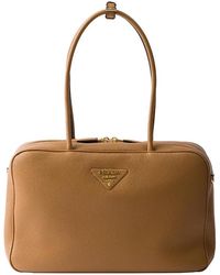 Prada - Large Leather Top-Handle Bag - Lyst