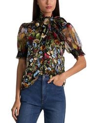 Alice + Olivia - Brentley Tie Neck Puff Sleeve Blouse - Lyst