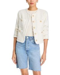 Aqua - Tweed Collarless Jacket - Lyst