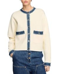 Sandro - Cardigan With Denim Detail - Lyst