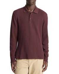 Vince - Variegated Texture Long Sleeve Polo - Lyst