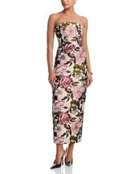 asymmetrical forest jacquard maxi dress Shona Joy La Lune Asymmetric Gathered Maxi Dress - Forest