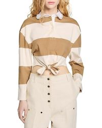 Sandro - Striped Polo Neck T-Shirt - Lyst