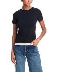 Aqua - Contrast Trim Tee - Lyst