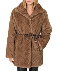 MILLY - Dayna Chevron Faux Fur Coat - Lyst