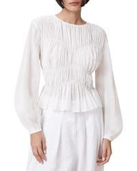 AllSaints - Melani Smocked Peplum Top - Lyst