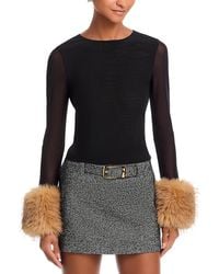 Alice + Olivia - Delaina Faux Fur Cuff Top - Lyst