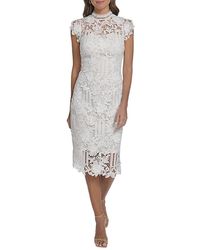 Eliza J Mock Neck Sleeveless Sequin Cocktail Dress in Natural