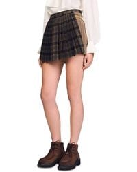 Sandro - Short Checked Pleated Skirt - Lyst