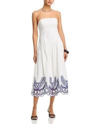 Moon River - Strapless Tube Top Eyelet Midi Dress - Lyst