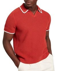 Ted Baker - Sachair Textured Knit Open Neck Polo - Lyst