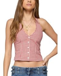 Edikted - Evan Gingham Button Up Halter Top - Lyst