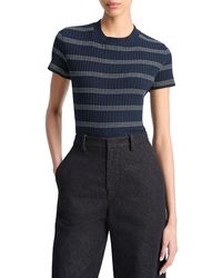 Vince - Striped Short Sleeve Crewneck Tee - Lyst