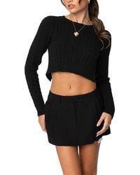 Edikted - Bow Back Cropped Cable Knit Sweater - Lyst