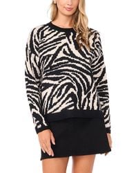Vince Camuto - Zebra Jacquard Long Sleeves Sweater - Lyst