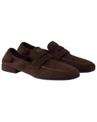 Prada - Shuffle Antiqued Suede Loafers - Lyst