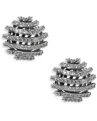 Nadri - Pisa Open Pave Rhodium Plated Stud Earrings, 0.6 Diameter - Lyst
