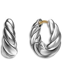 David Yurman - Sculpted Cable Tapered Hoop Earrings - Lyst