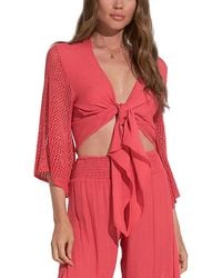 Elan - Tie Front Crochet Sleeve Top - Lyst