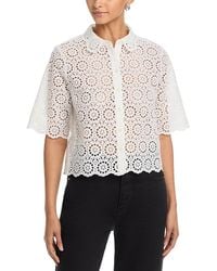 FRAME - The Petal Eyelet Blouse - Lyst