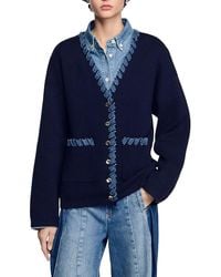 Sandro - Denim-Trim Cardigan - Lyst