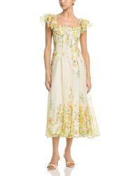 Aqua - Floral Print Button Front Dress - Lyst