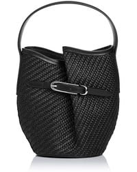 Liffner - Belted Mini Raffia Bucket Bag - Lyst
