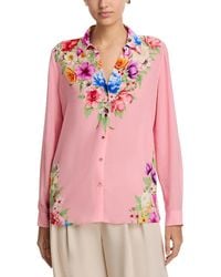 Tahari - Madeline Diamond Floral Button Up Blouse - Lyst