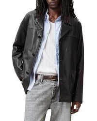 AllSaints - Lucas Regular Fit Leather Coat - Lyst