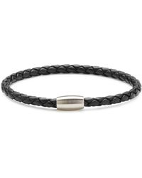 Link Up Braided Leather Cord Bracelet - Black
