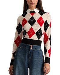 Alice + Olivia - Carolann Collared Argyle Sweater - Lyst