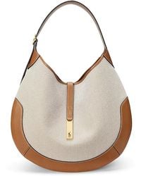 Polo Ralph Lauren - Polo Id Medium Leather Trim Canvas Shoulder Bag - Lyst