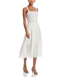 LoveShackFancy - Judalon Lace Button Front Midi Dress - Lyst