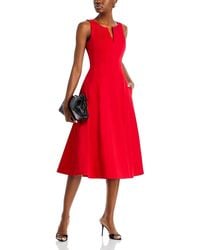 Aqua - Paneled Midi Dress - Lyst