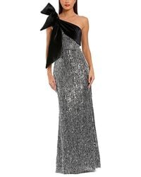 Mac Duggal - One Shoulder Embellished Sequin Gown With Bow - Lyst