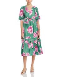 Tahari - Short Sleeve V Neck Fit And Flare Dress - Lyst