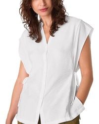 Whistles - Button Down Tie Side Blouse - Lyst