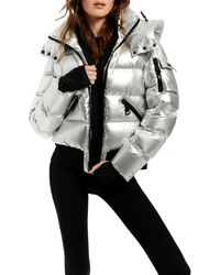 Sam. Sophia Velvet Puffer Coat in Navy 